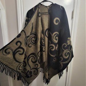 Poncho  Shawl  Wrap  Cashmere Feel- Reversible